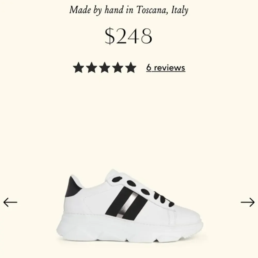 M. Gemi NEW Volata Grande White Leather Black Metallic Stripe Chunky Sneakers